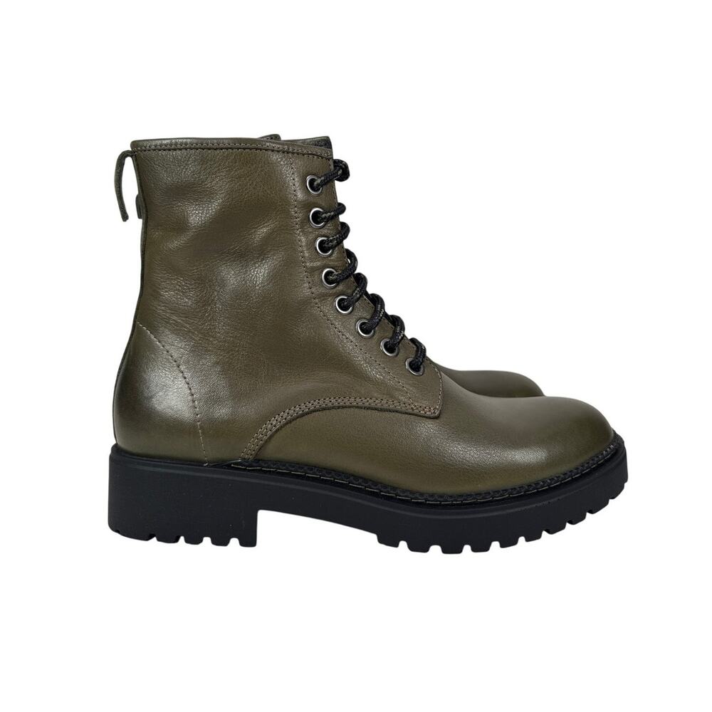 Bueno Destine Boots Womens 9.5 Green Leather Combat Lug Sole‎ Lace Up Zip
